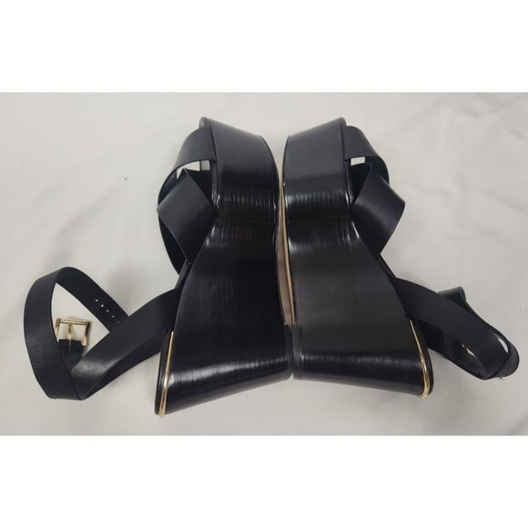 Michael Kors Women's Sz. 10 Black Platform Abbott Leather Sandals - Picture 6 of 8